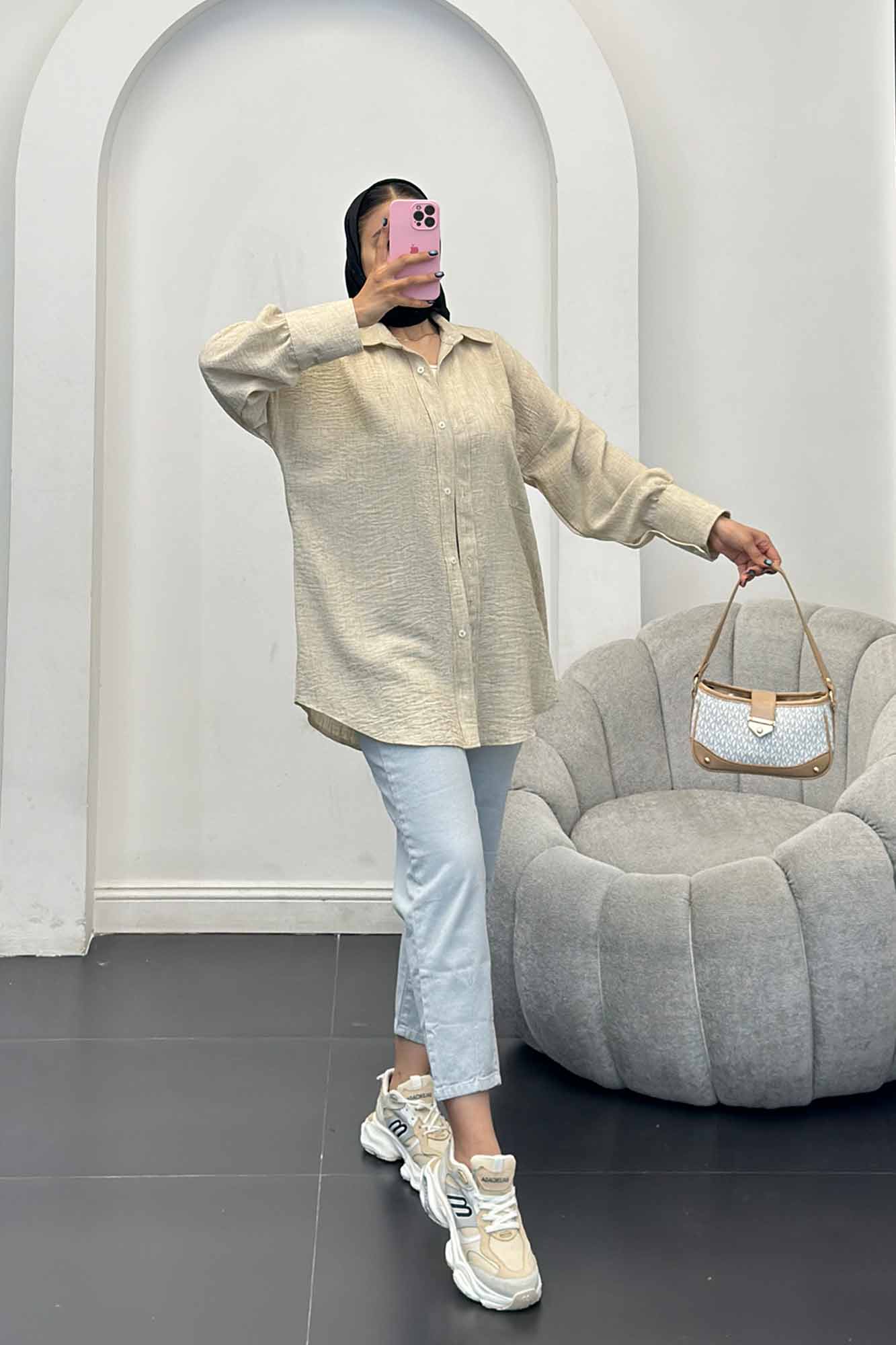 شومیز شانتون برفکی تک جیب