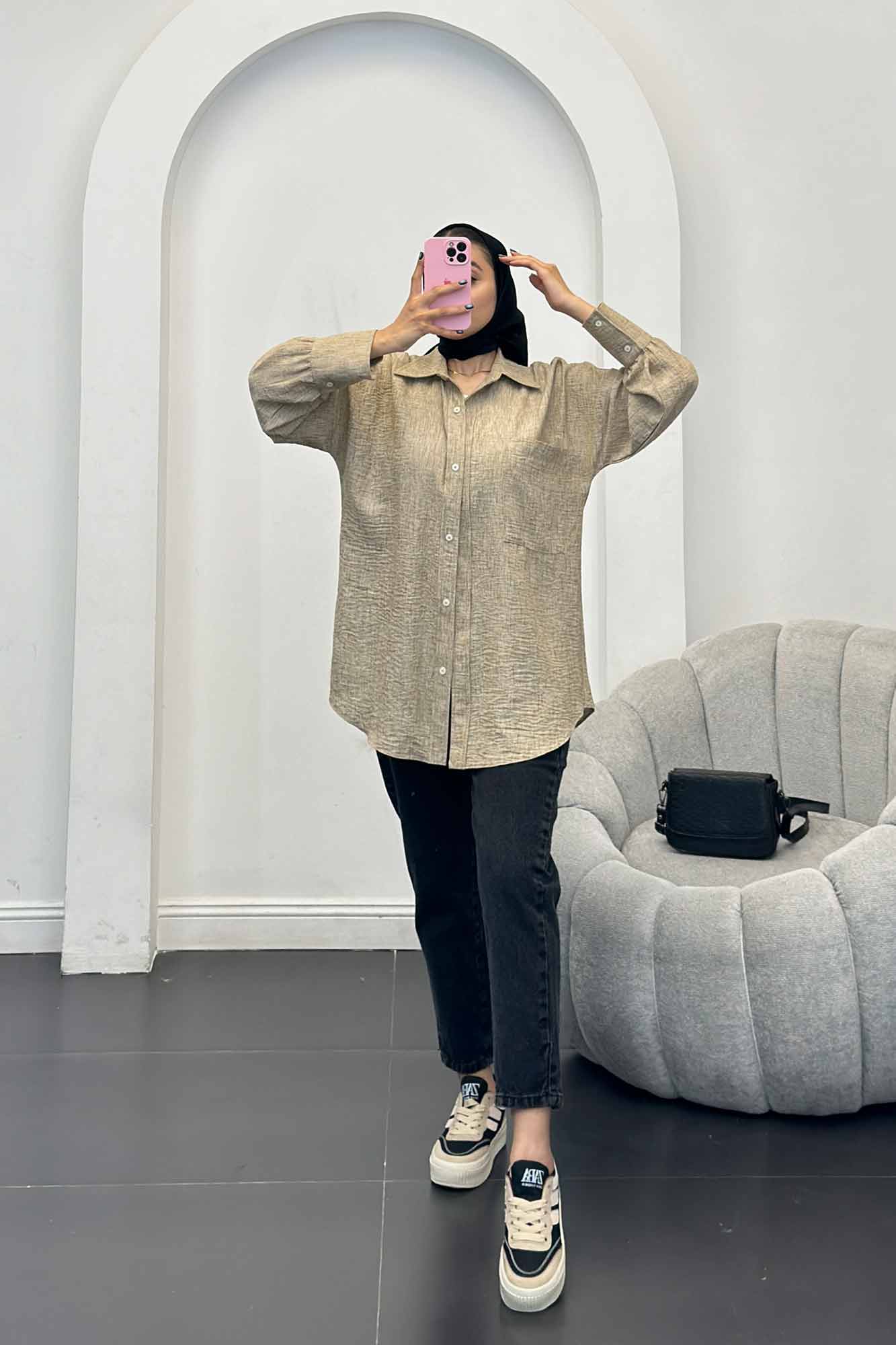 شومیز شانتون برفکی تک جیب