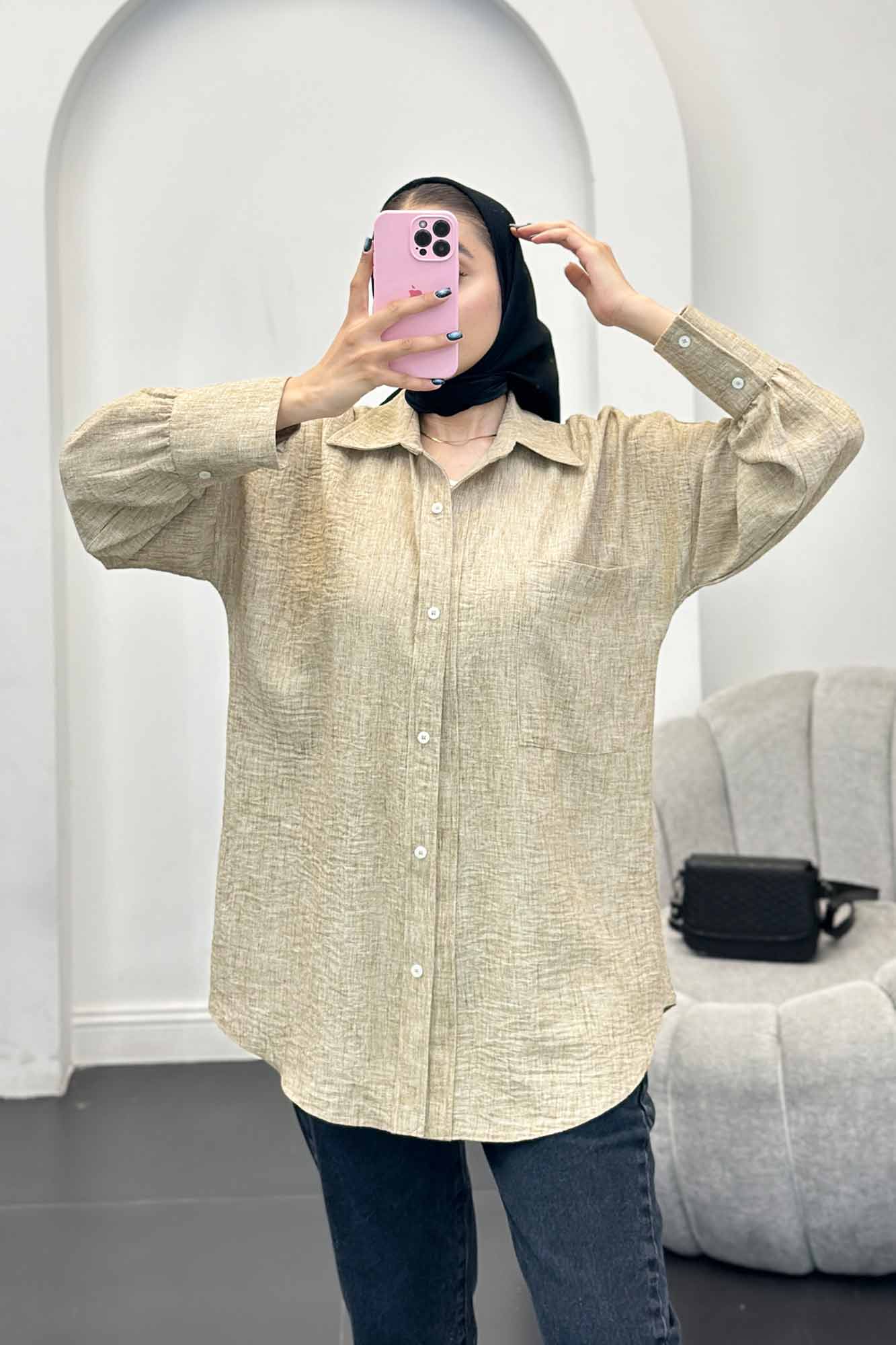 شومیز شانتون برفکی تک جیب