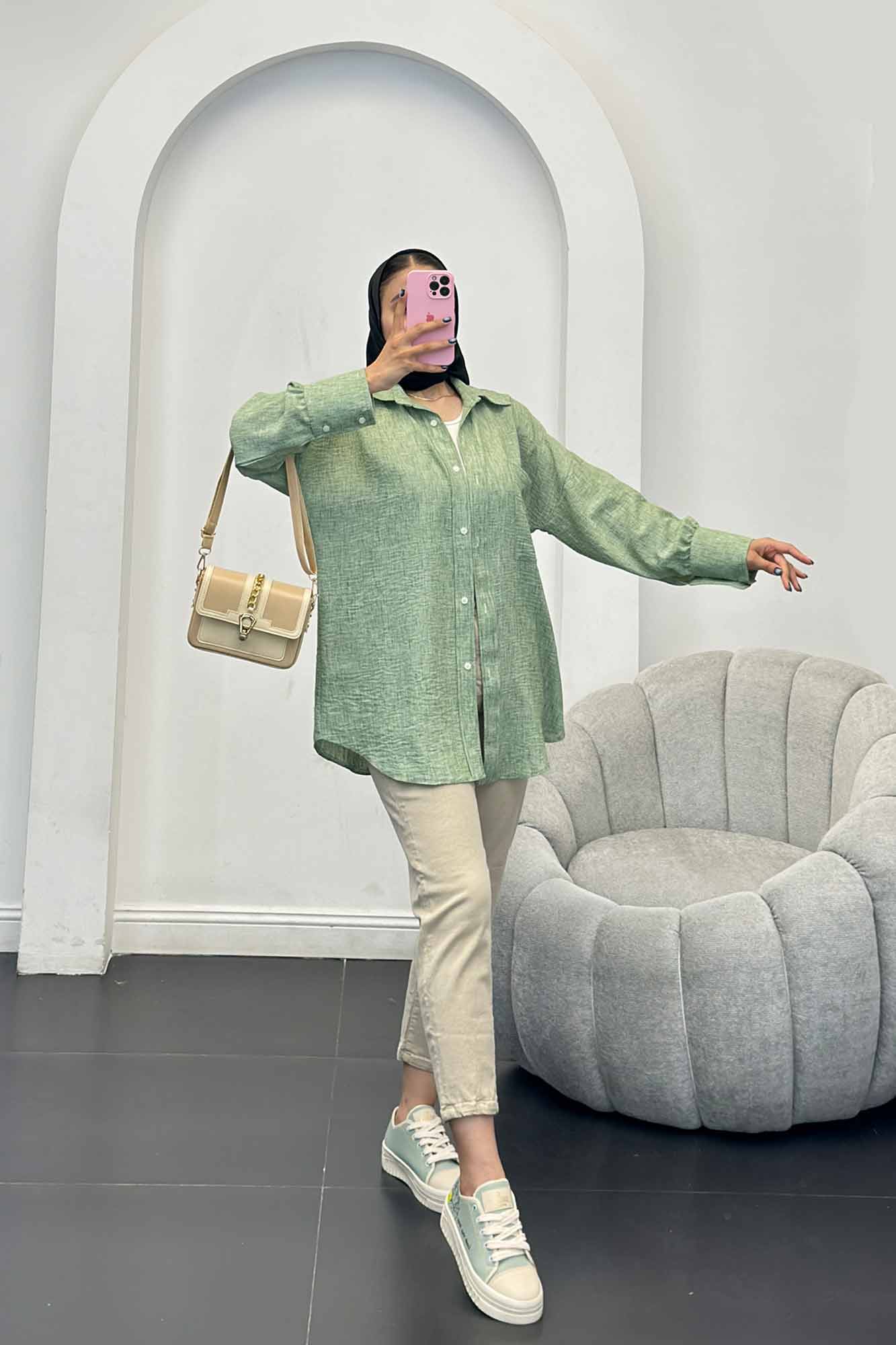 شومیز شانتون برفکی تک جیب