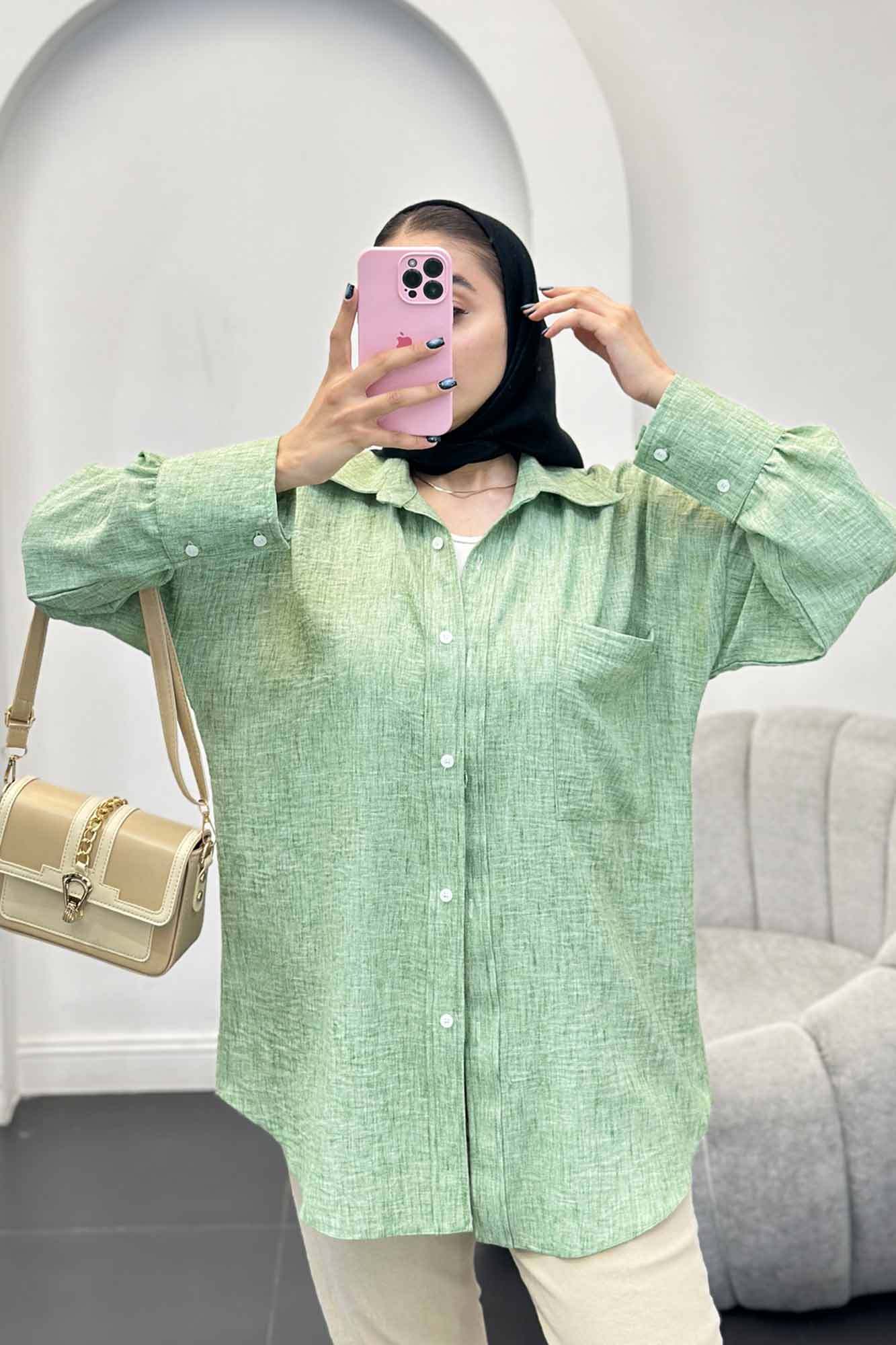 شومیز شانتون برفکی تک جیب