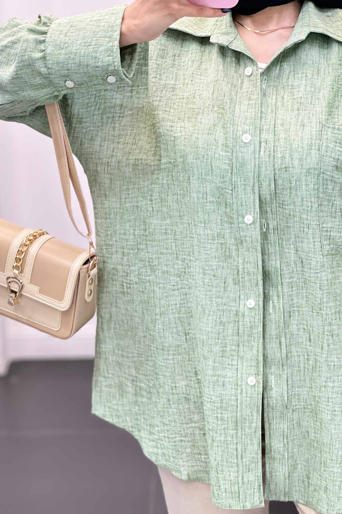 شومیز شانتون برفکی تک جیب