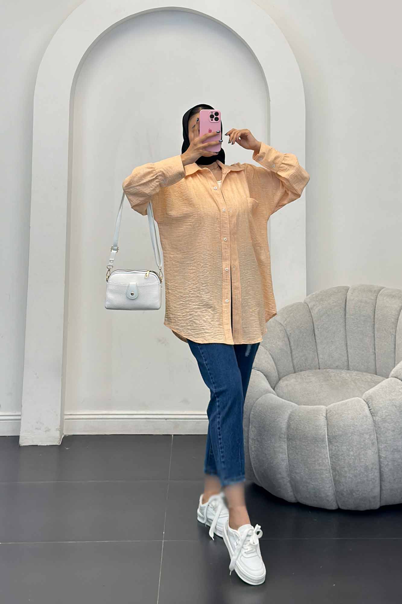 شومیز شانتون برفکی تک جیب