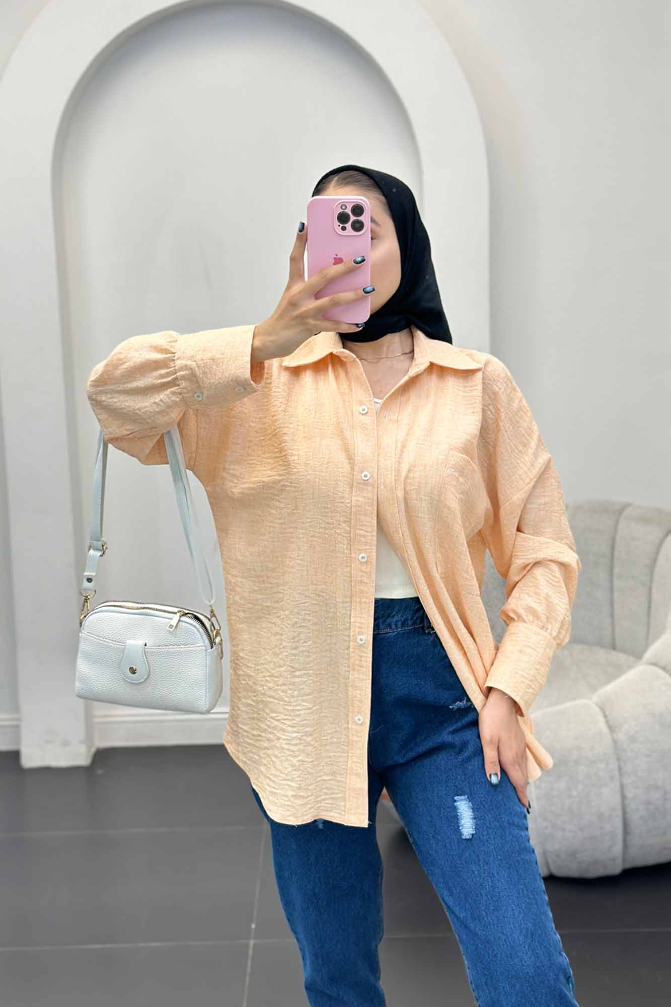 شومیز شانتون برفکی تک جیب