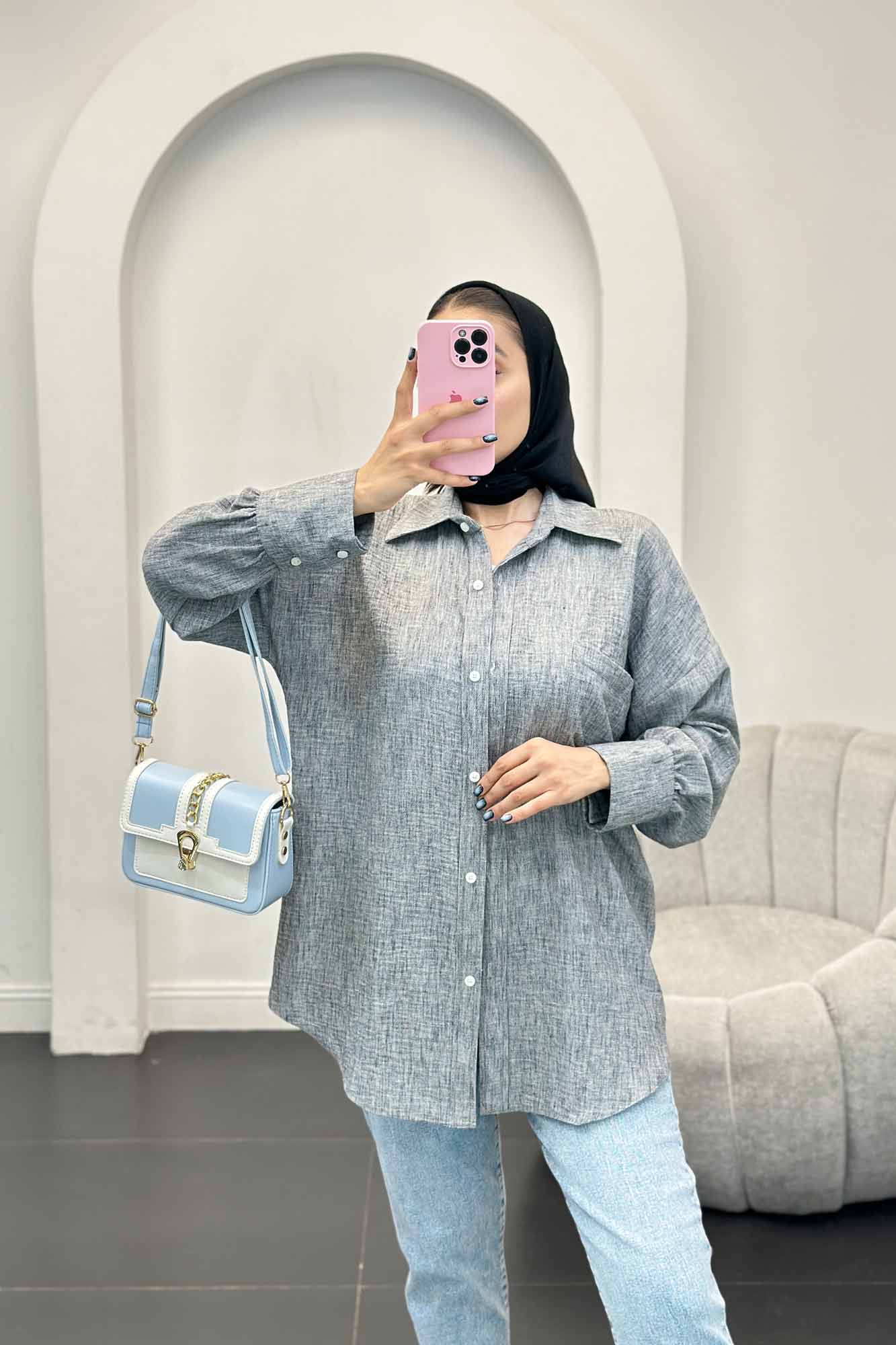 شومیز شانتون برفکی تک جیب