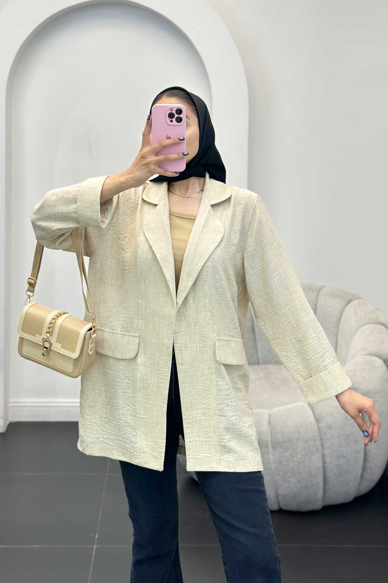 مانتو شانتون برفکی یقه ب ب