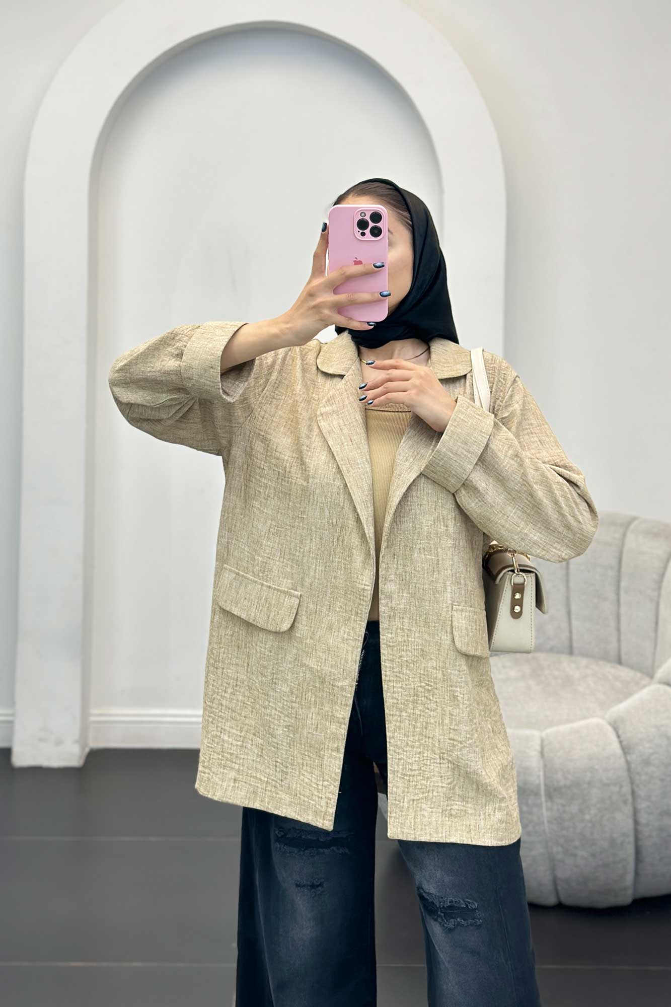 مانتو شانتون برفکی یقه ب ب