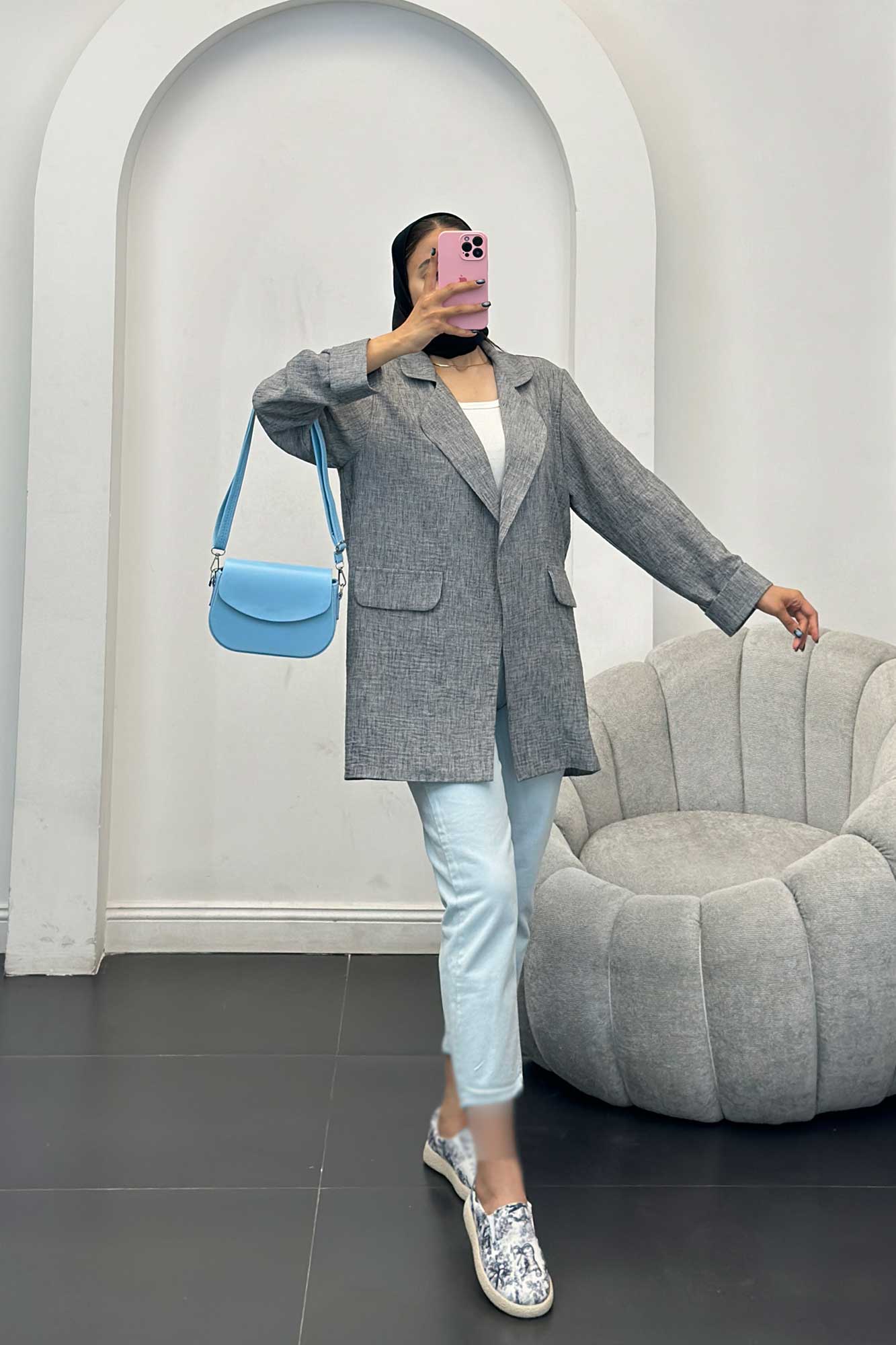 مانتو شانتون برفکی یقه ب ب