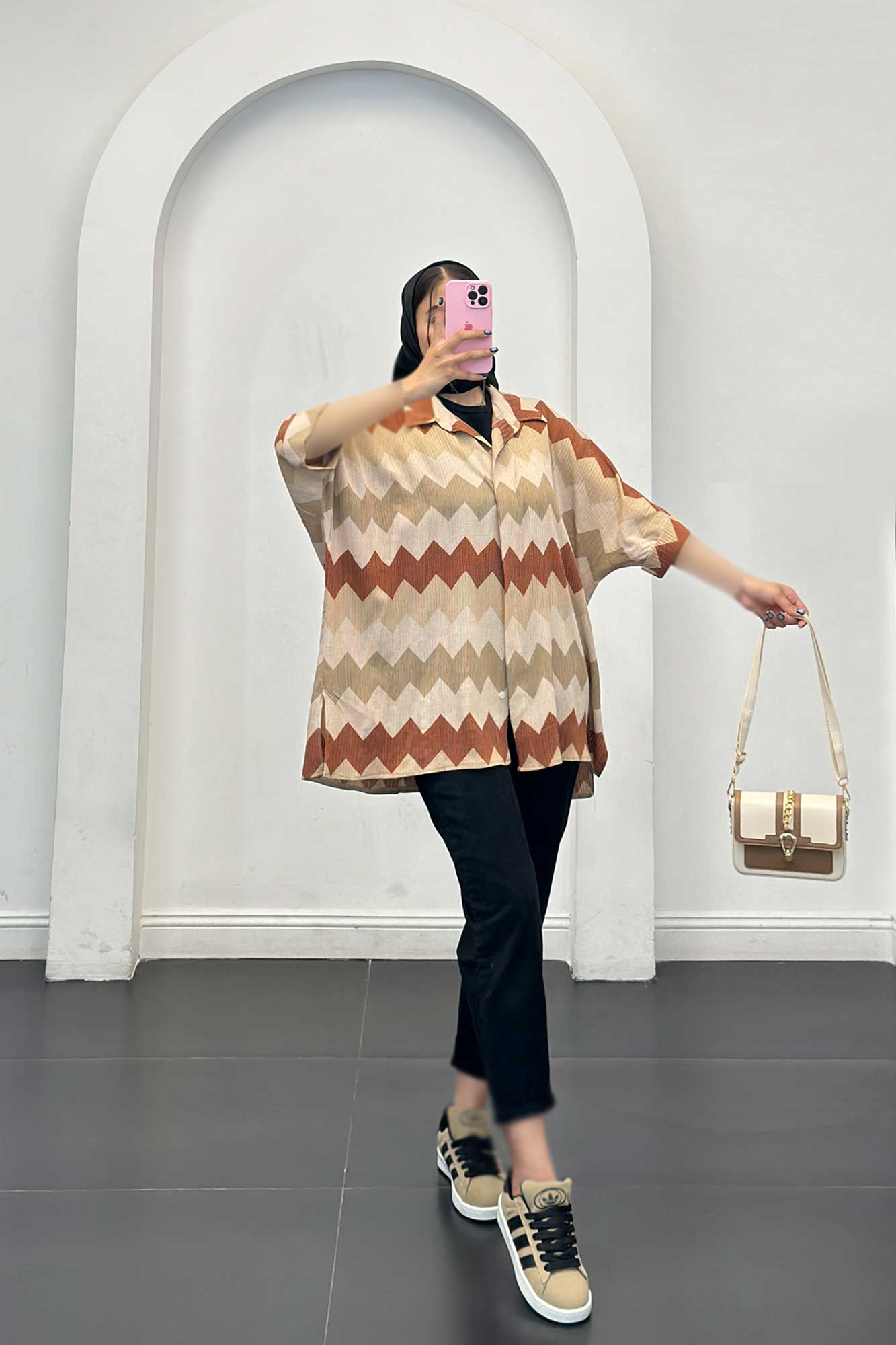 شومیز کراش جناقی آستین سه رب