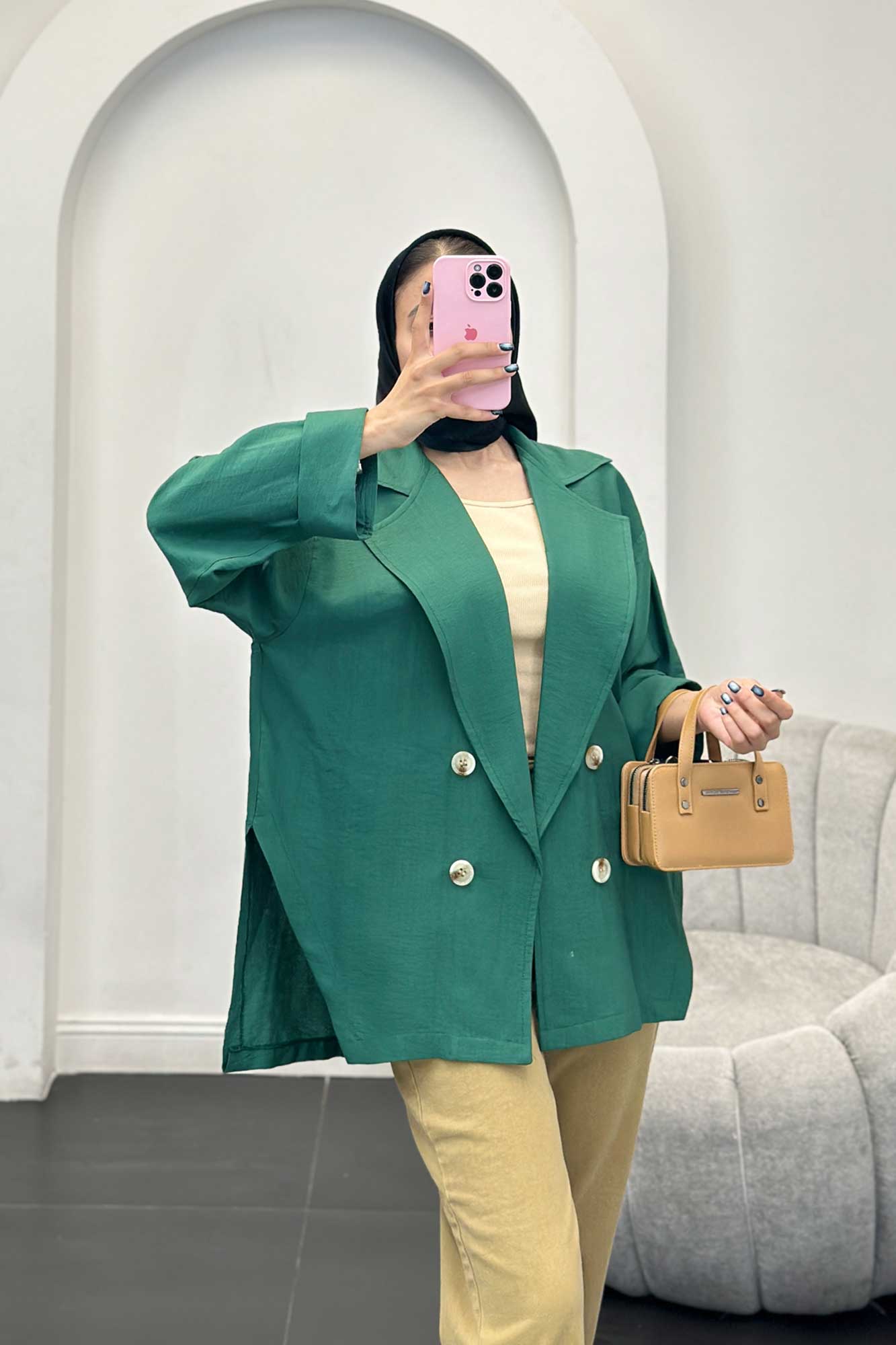 مانتو بابوس آستین پاکتی بغل چاکدار زیگما