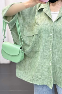 مانتو شانتون برفکی دو جیب پاکتی کیمونو