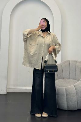 مانتو شانتون برفکی دو جیب پاکتی کیمونو