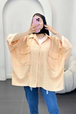 مانتو شانتون برفکی دو جیب پاکتی کیمونو