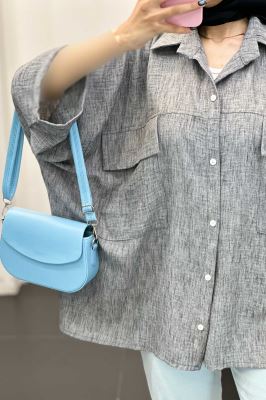 مانتو شانتون برفکی دو جیب پاکتی کیمونو