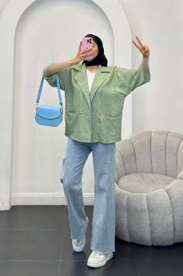 مانتو دو جیب آستین سه رب شانتون برفکی