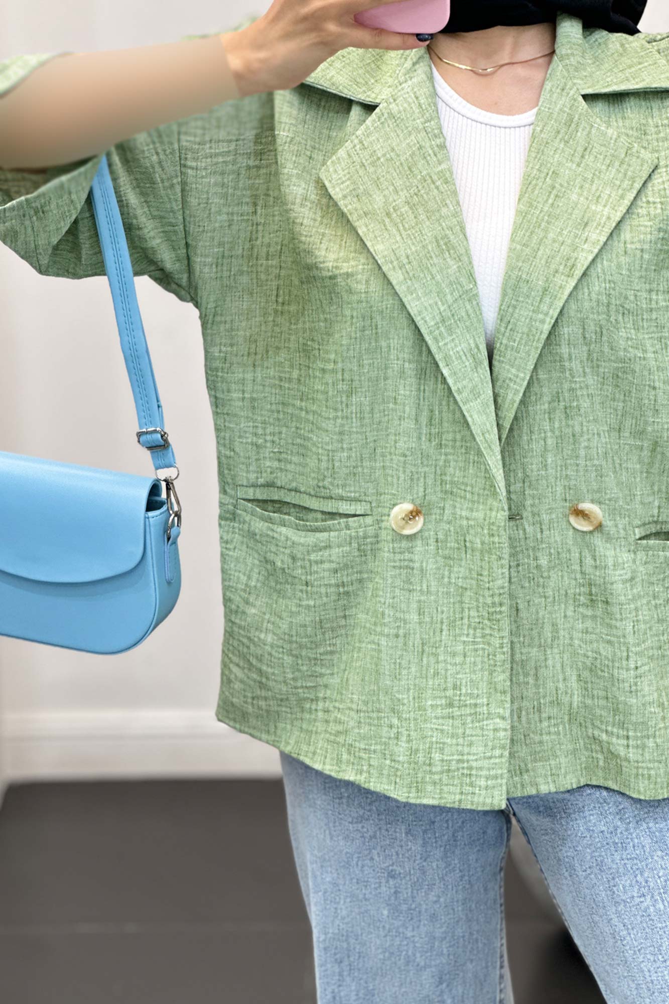 مانتو دو جیب آستین سه رب شانتون برفکی