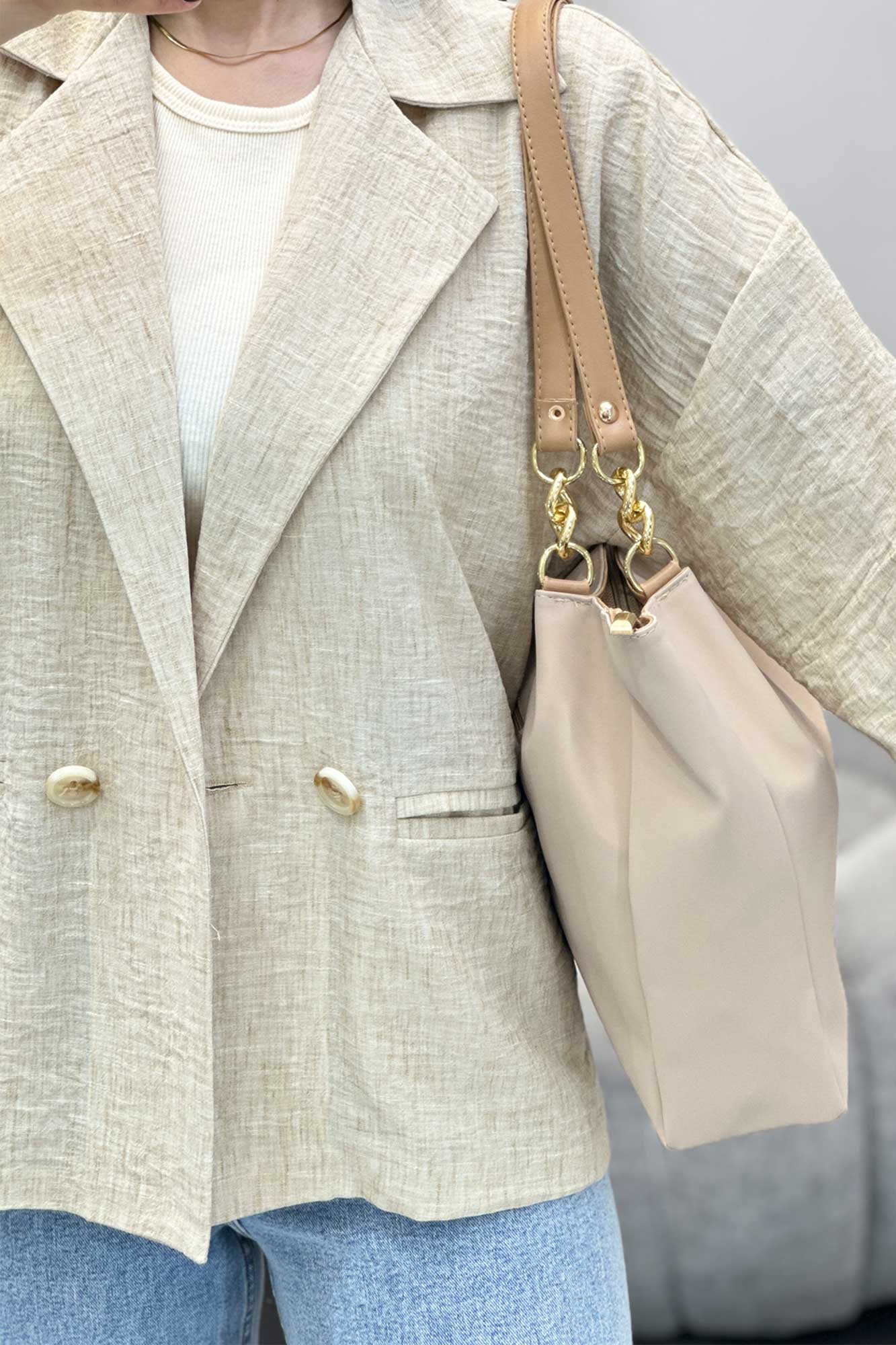 مانتو دو جیب آستین سه رب شانتون برفکی