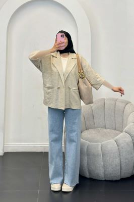 مانتو دو جیب آستین سه رب شانتون برفکی