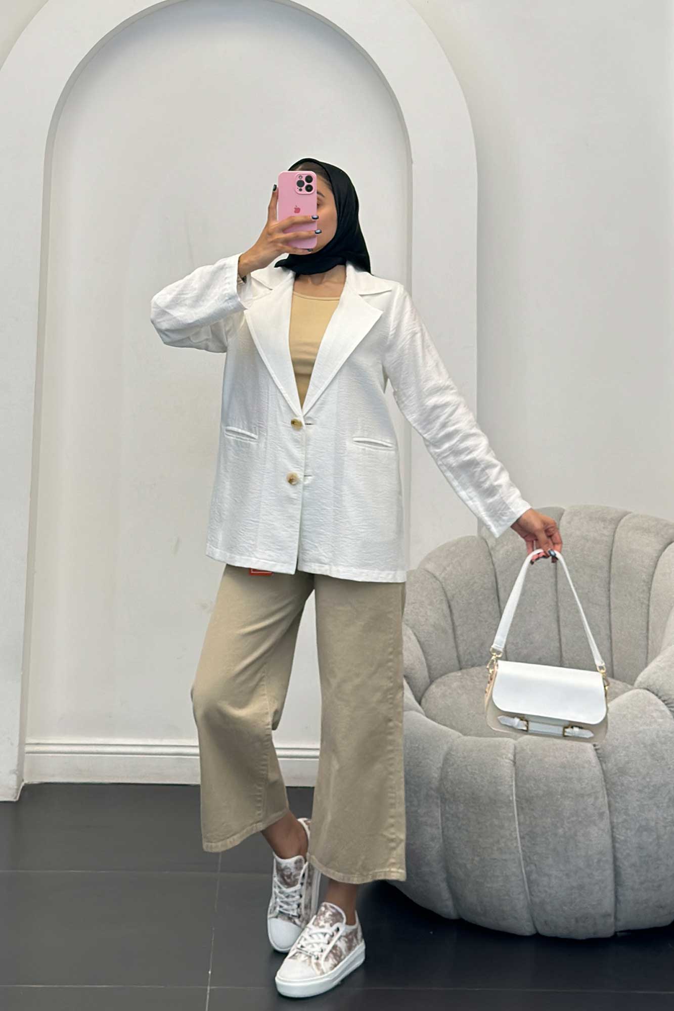 مانتو دو دکمه عمودی بابوس