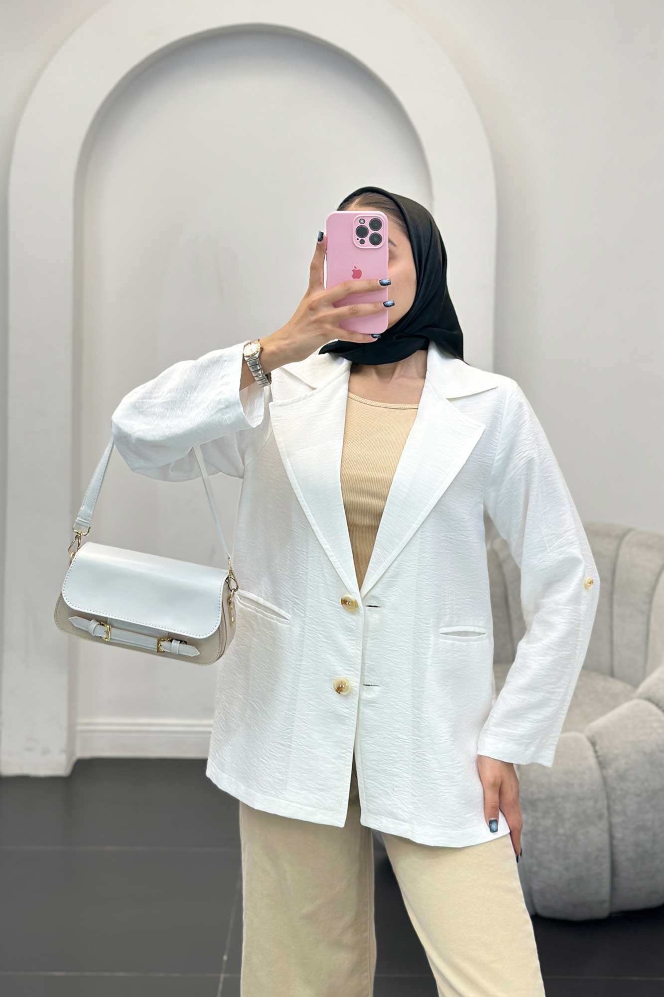 مانتو دو دکمه عمودی بابوس