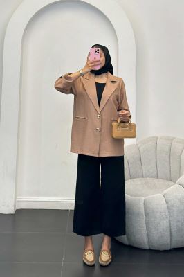 مانتو دو دکمه عمودی بابوس