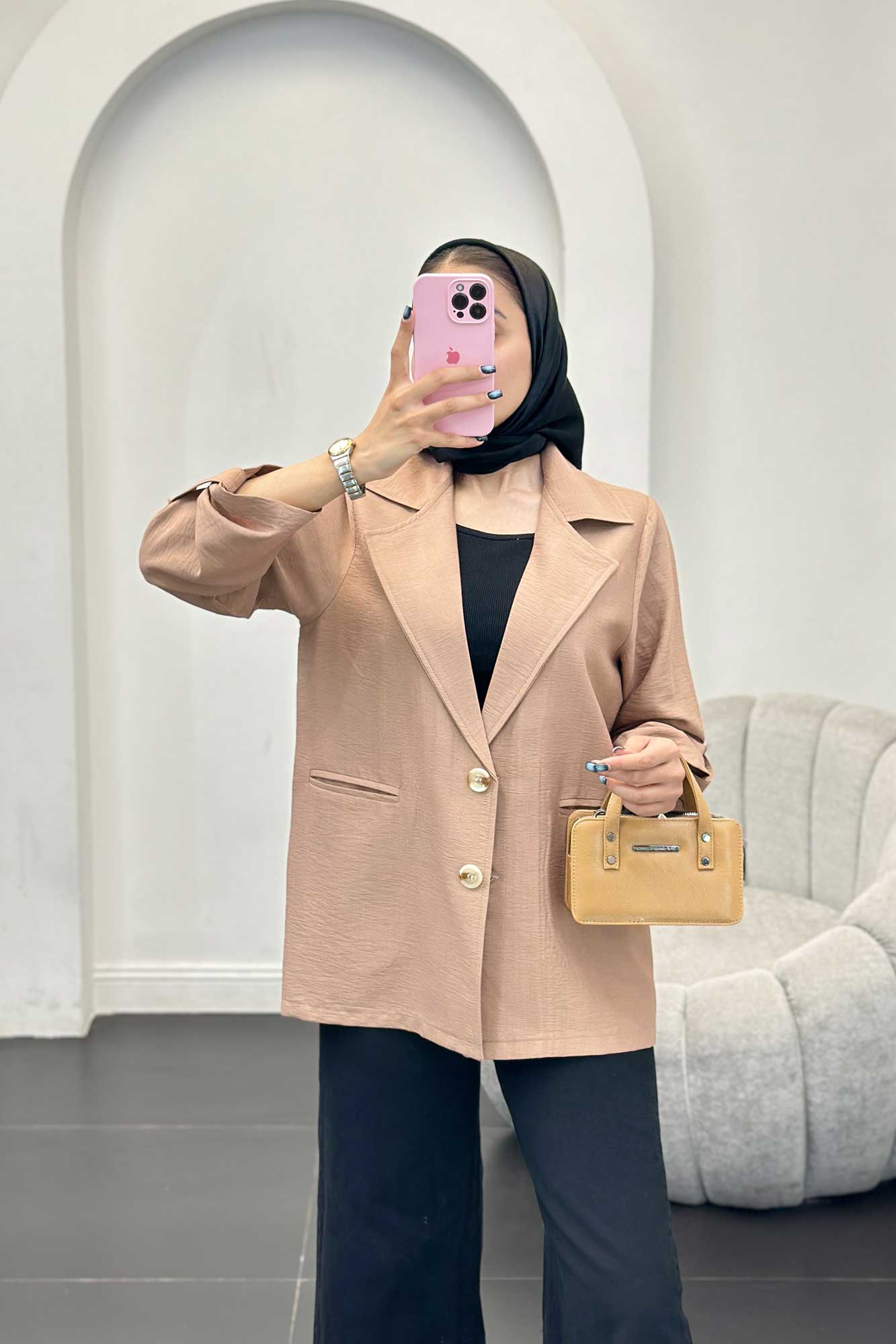 مانتو دو دکمه عمودی بابوس