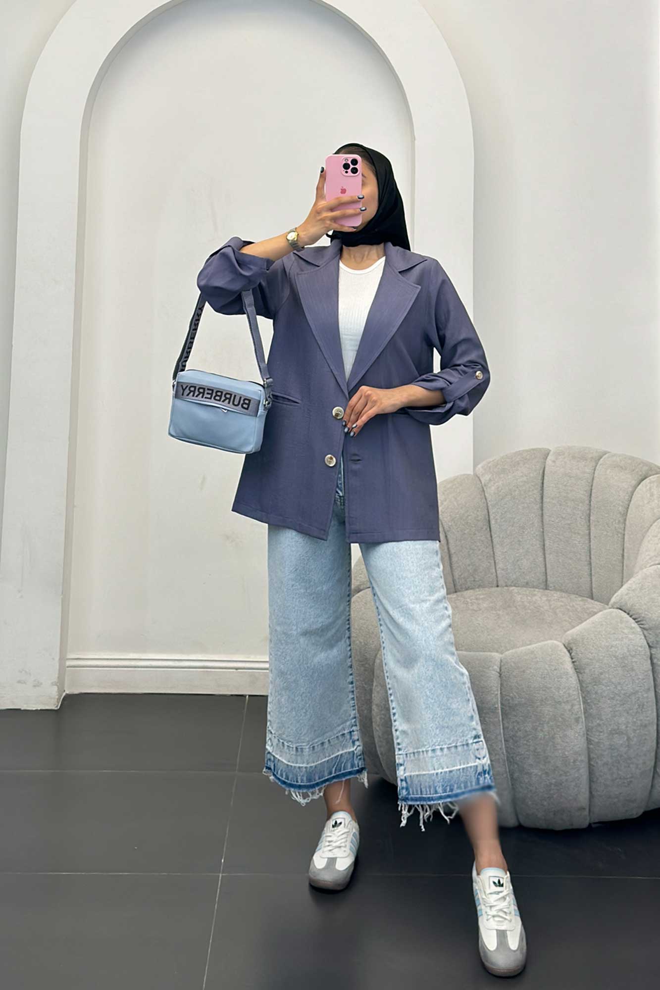 مانتو دو دکمه عمودی بابوس