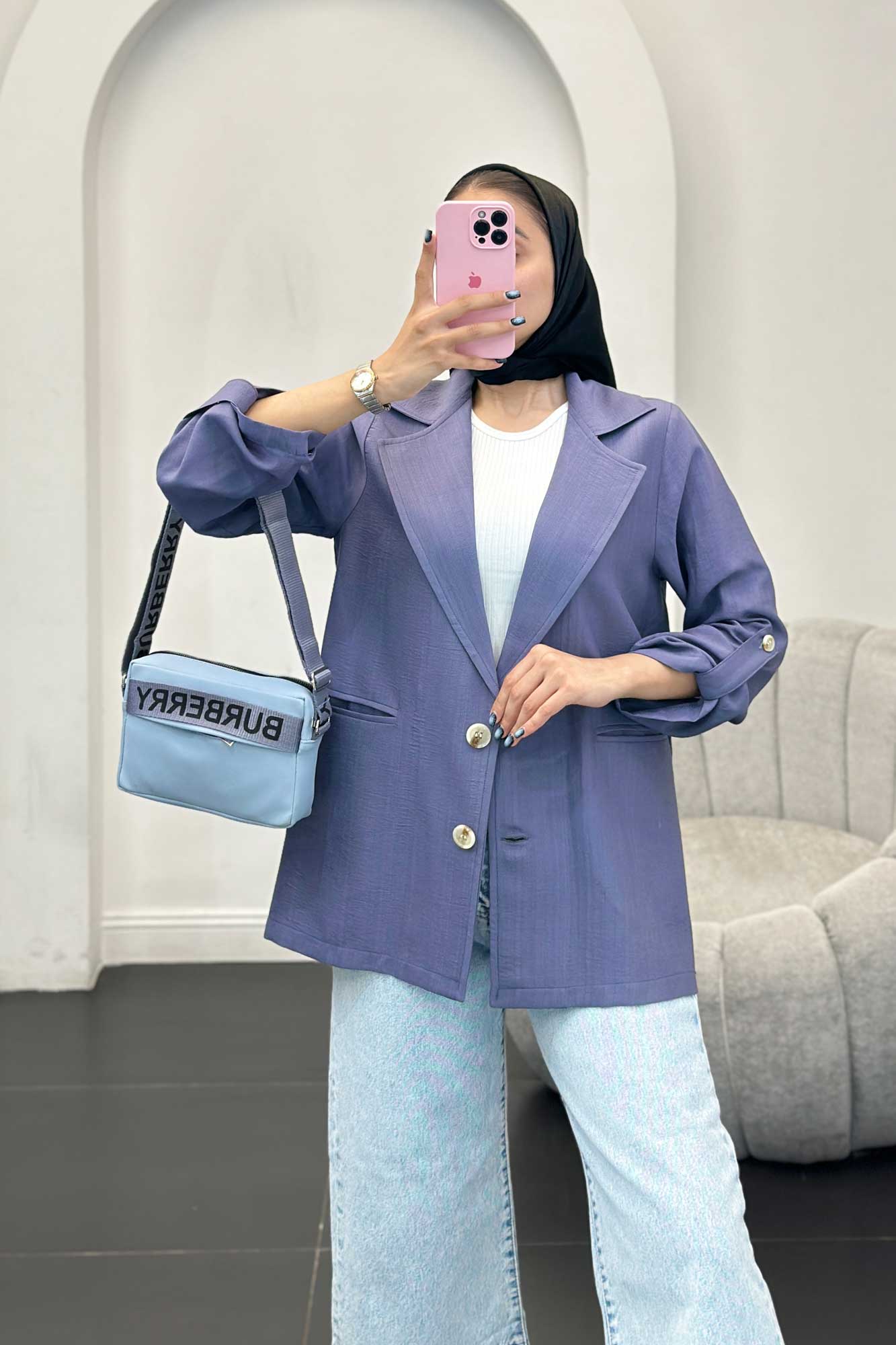 مانتو دو دکمه عمودی بابوس