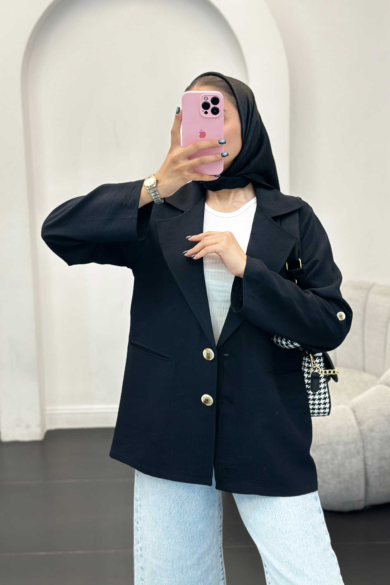 مانتو دو دکمه عمودی بابوس