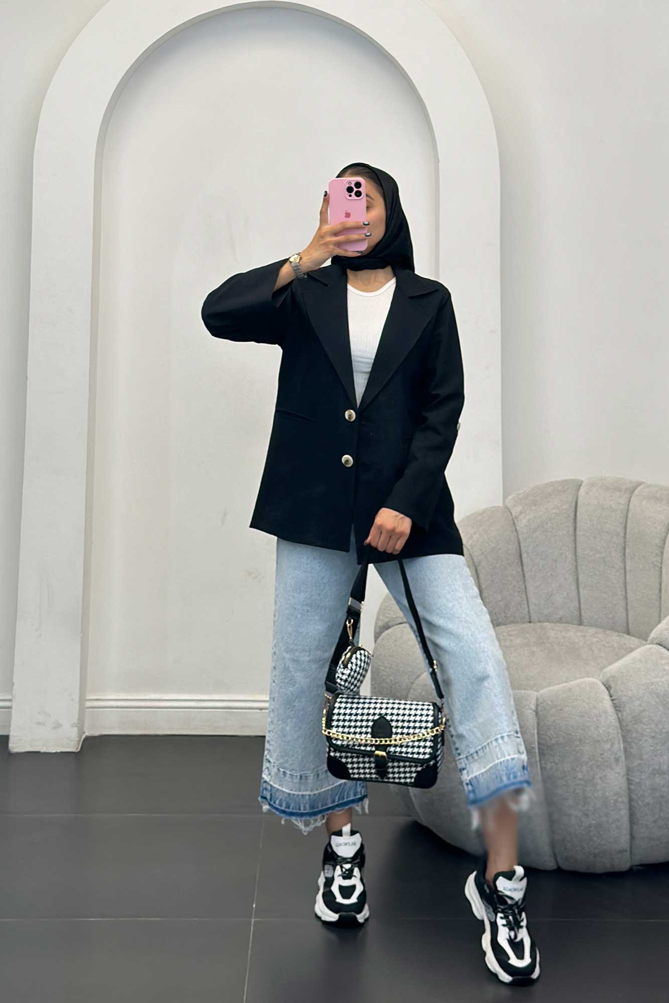 مانتو دو دکمه عمودی بابوس