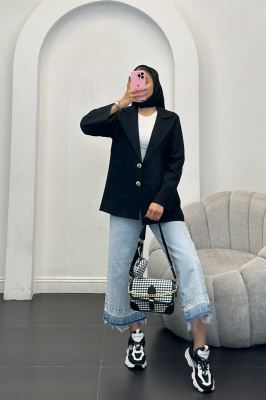 مانتو دو دکمه عمودی بابوس