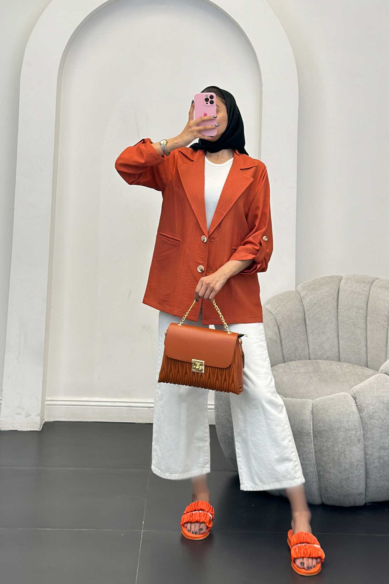 مانتو دو دکمه عمودی بابوس 