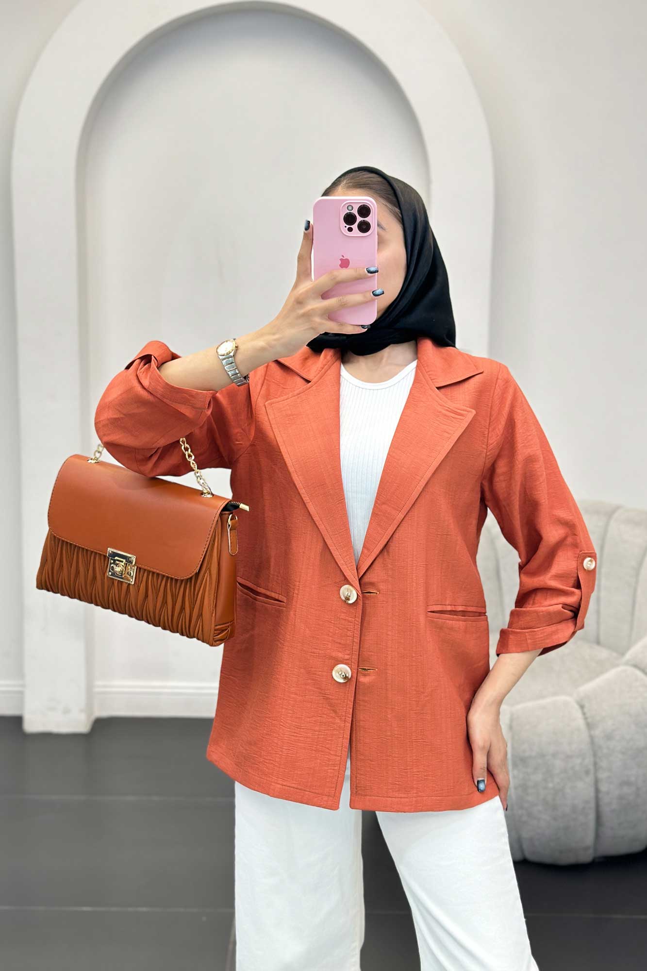 مانتو دو دکمه عمودی بابوس 