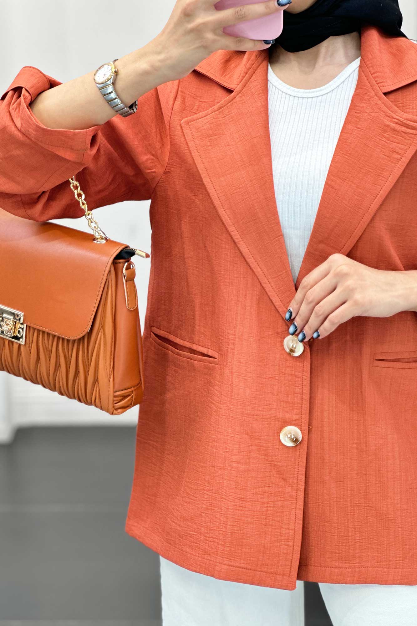 مانتو دو دکمه عمودی بابوس 