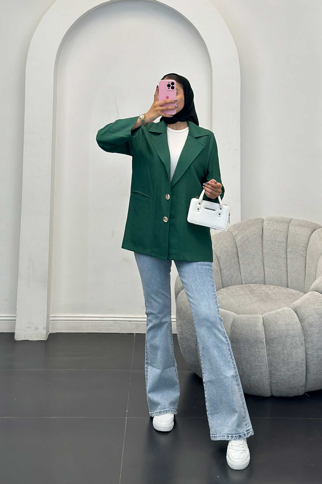 مانتو دو دکمه عمودی بابوس