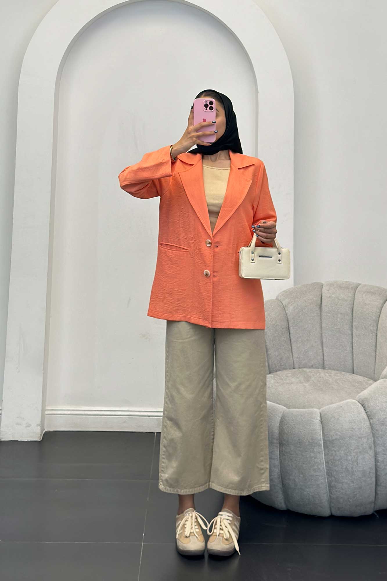 مانتو دو دکمه عمودی بابوس