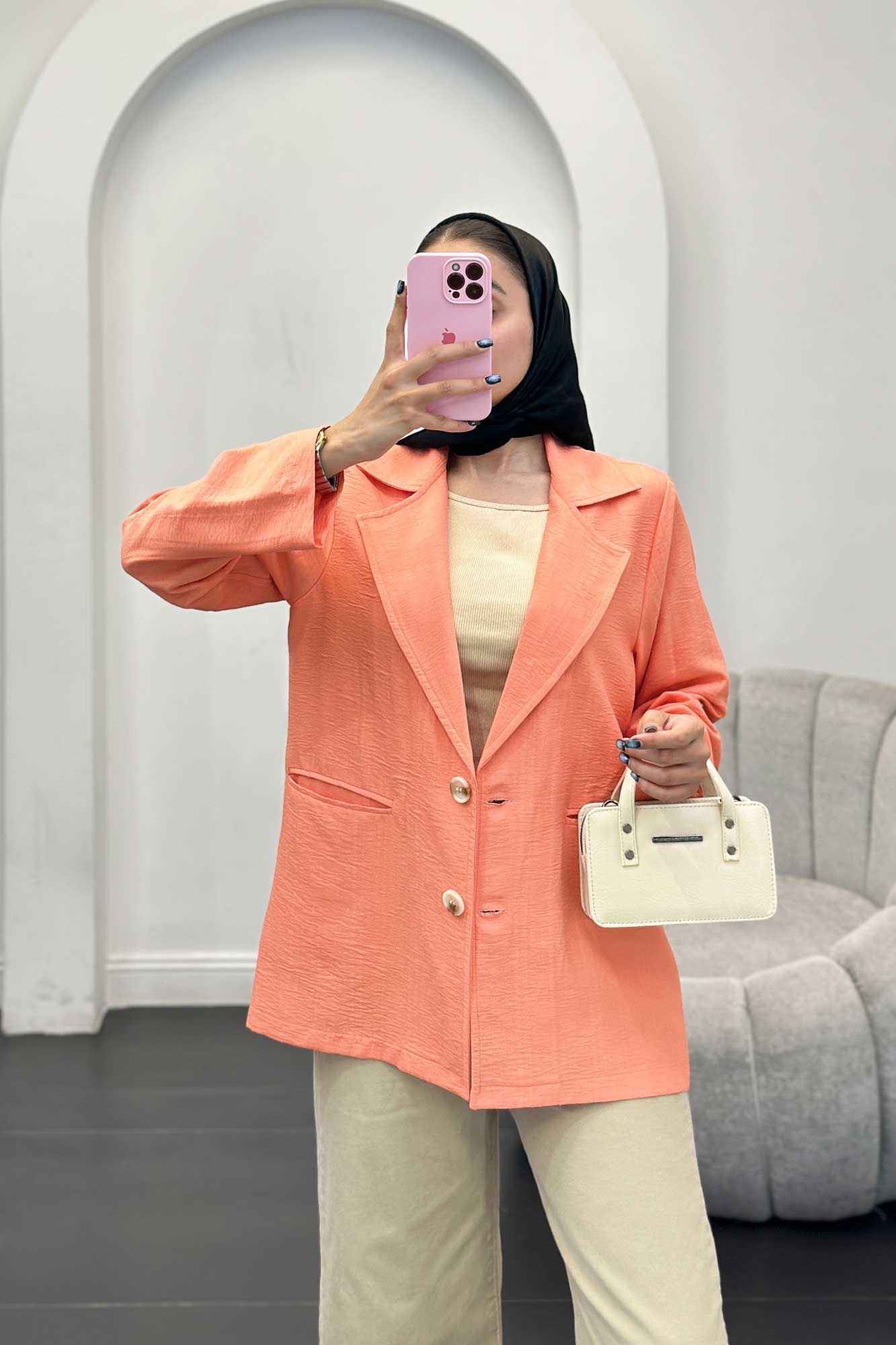 مانتو دو دکمه عمودی بابوس