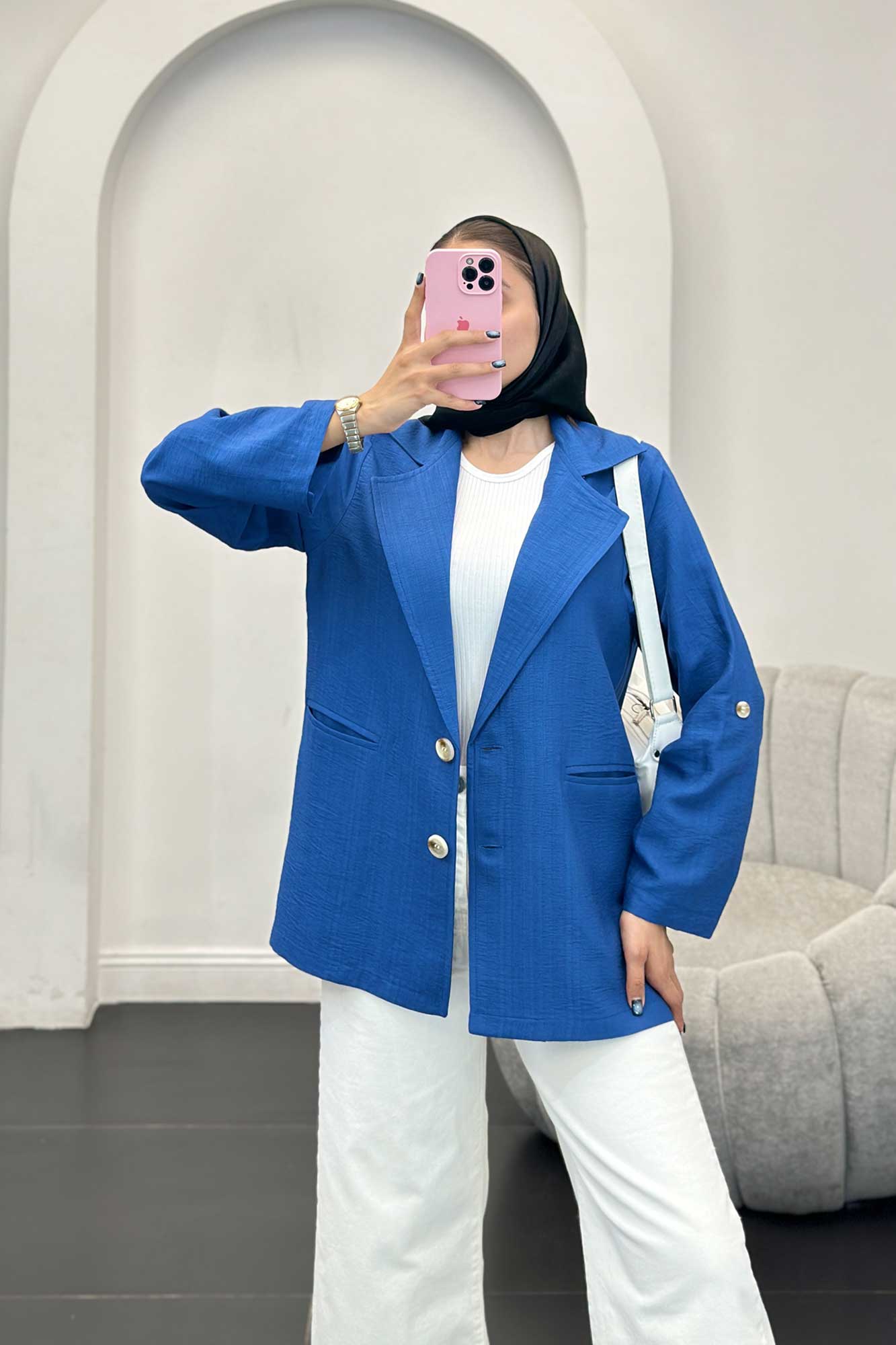 مانتو دو دکمه عمودی بابوس