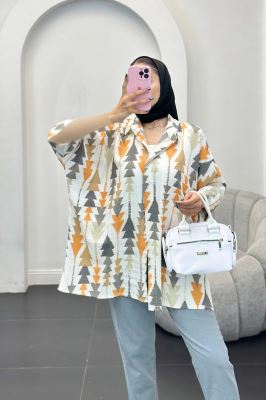 شومیز کراش جناقی طرح کاج آستین سه رب