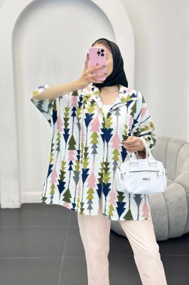 شومیز کراش جناقی طرح کاج آستین سه رب