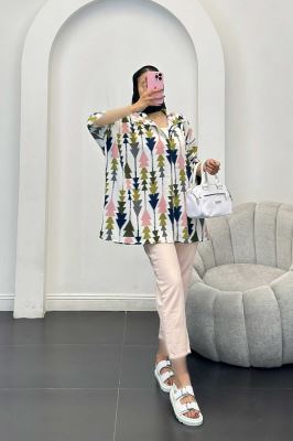 شومیز کراش جناقی طرح کاج آستین سه رب