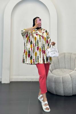 شومیز کراش جناقی طرح کاج آستین سه رب