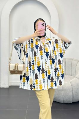 شومیز کراش جناقی طرح کاج آستین سه رب