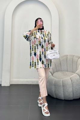 مانتو کراش جناقی یقه سه سانت تک جیب