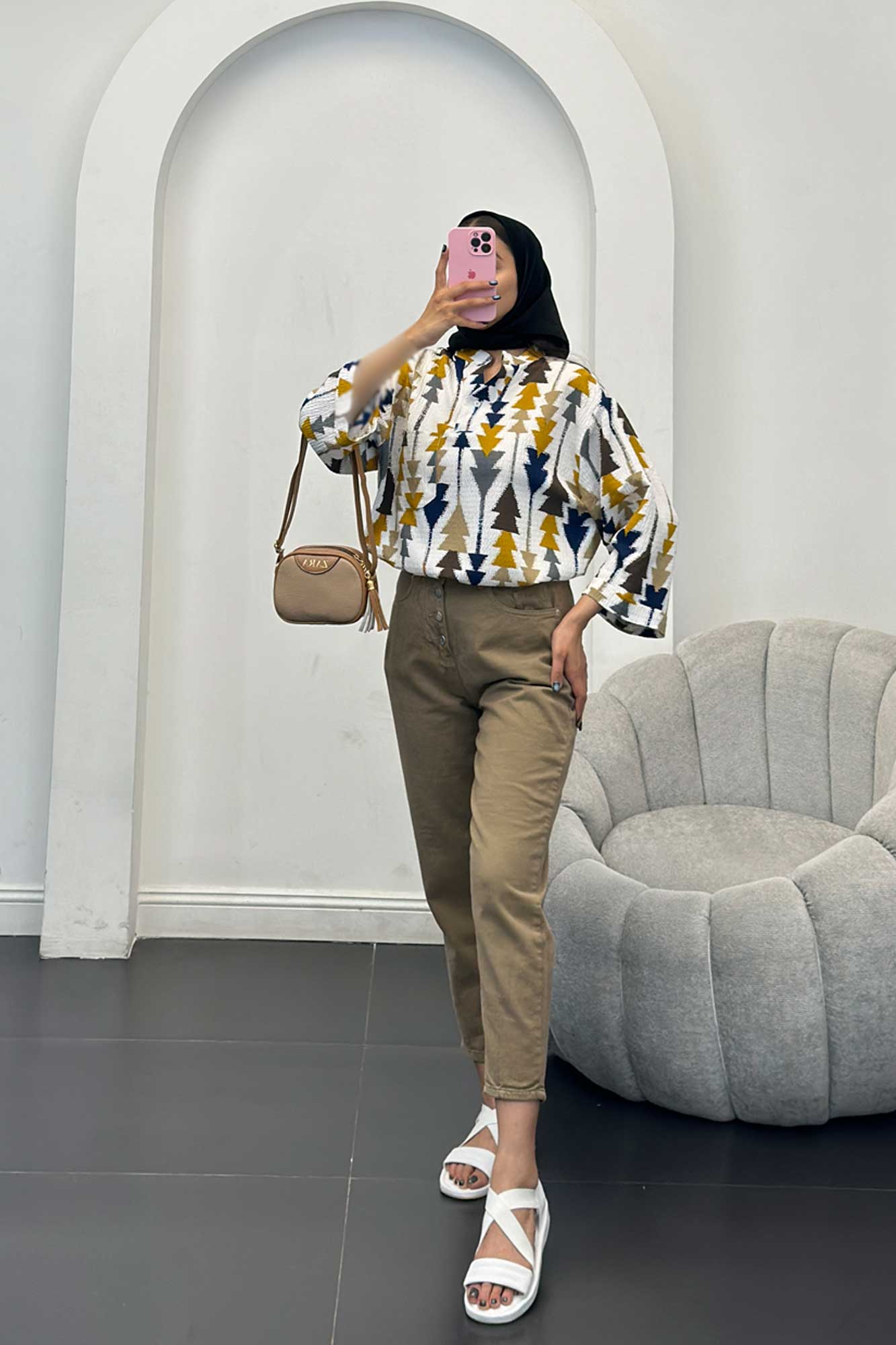 مانتو کراش جناقی یقه سه سانت تک جیب