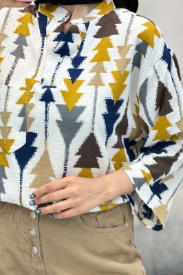 مانتو کراش جناقی یقه سه سانت تک جیب