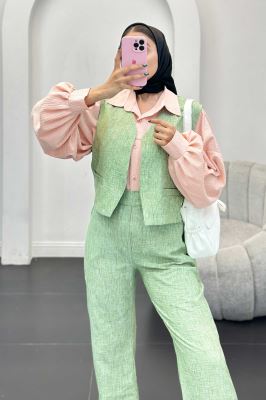 ست جلیقه و شلوار شانتون برفکی تاتیانا