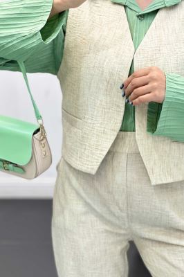 ست جلیقه و شلوار شانتون برفکی تاتیانا