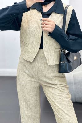 ست جلیقه و شلوار شانتون برفکی تاتیانا