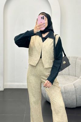 ست جلیقه و شلوار شانتون برفکی تاتیانا